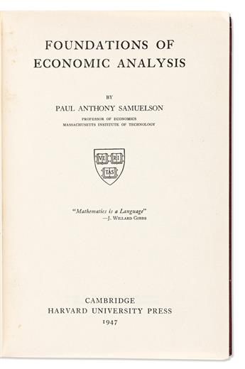 [Economics] Samuelson, Paul Anthony (1915-2009) Foundations of Economic Analysis.